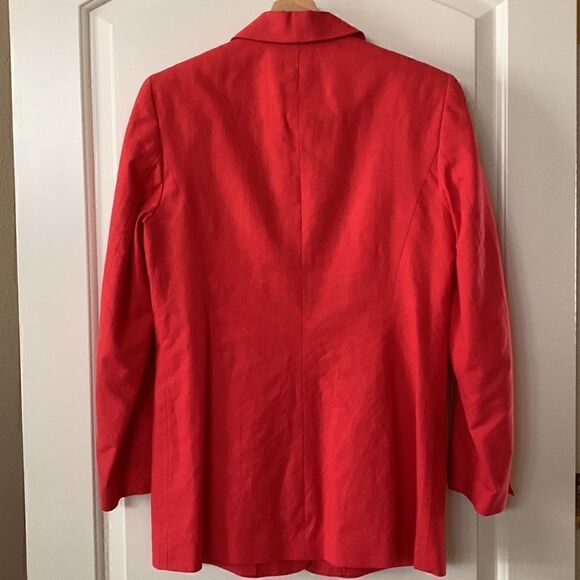 red linen coat vintage blazer coat jacket women's size 8 Newport News - Picture 4 of 8